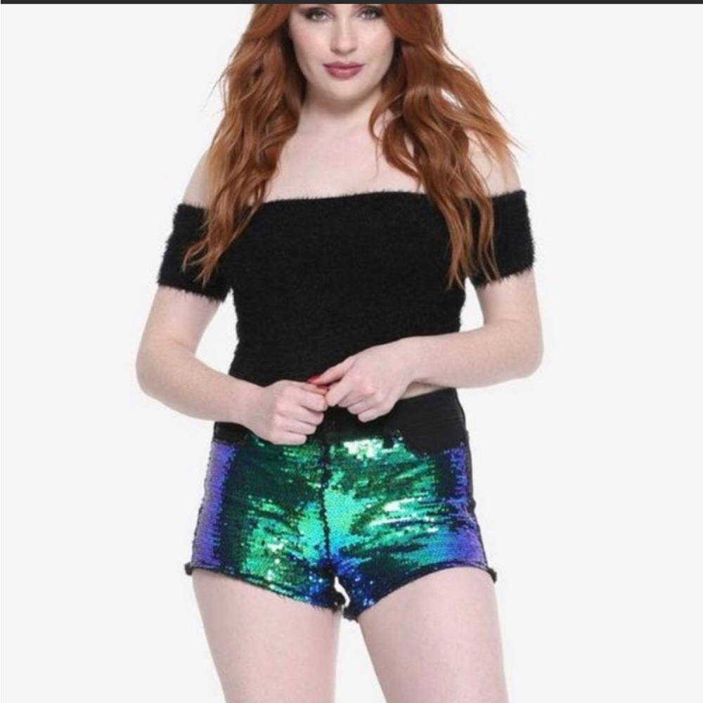 Blackheart Black Sequin Jean Shorts 5
